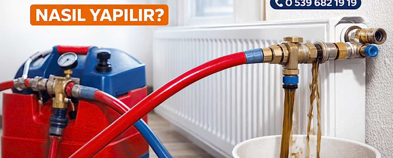 Makine ile petek temizliği işlemi – Cansu Tesisat kalorifer petek temizleme hizmeti